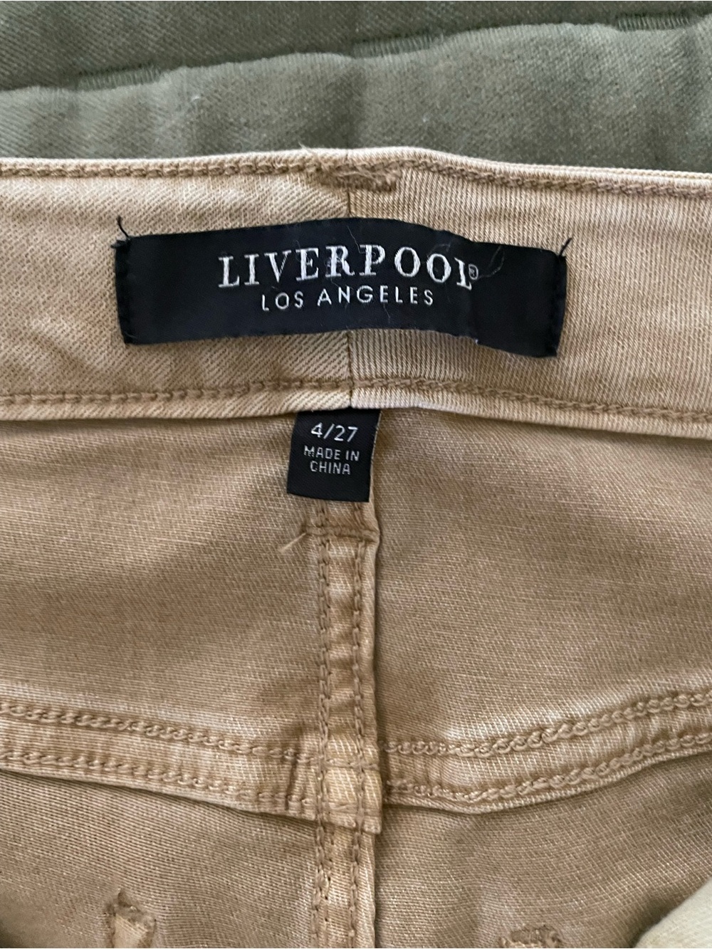 Liverpool Hannah Crop Flare Jean, Frayed-Hem, size 4/27, tan - Picture 5 of 6